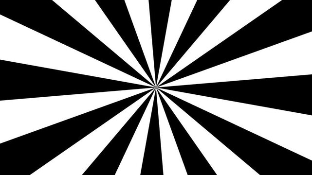 Abstract Black and White Sunburst Radial Lines Rotating Background for Motion Graphics