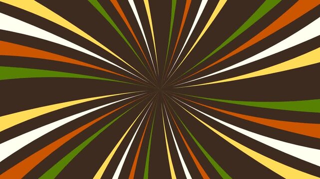 Retro 70s Vintage Sunburst Background with Earth Tone Radial Beams Rotating Seamlessly