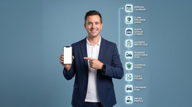 Insurance agent presenting mobile auto claim workflow
