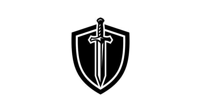 Shield with sword logo emblem icon.