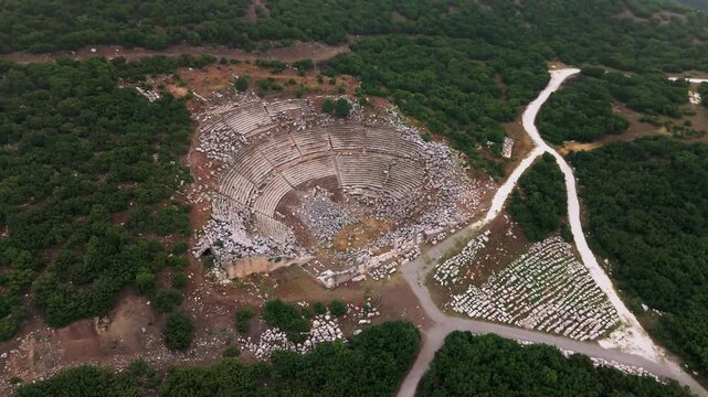 Various drone images of the ancient city of Kibyra, located within the borders of Burdur province in T&uuml;rkiye.