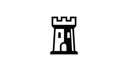 Simple black castle tower icon. © jagoan