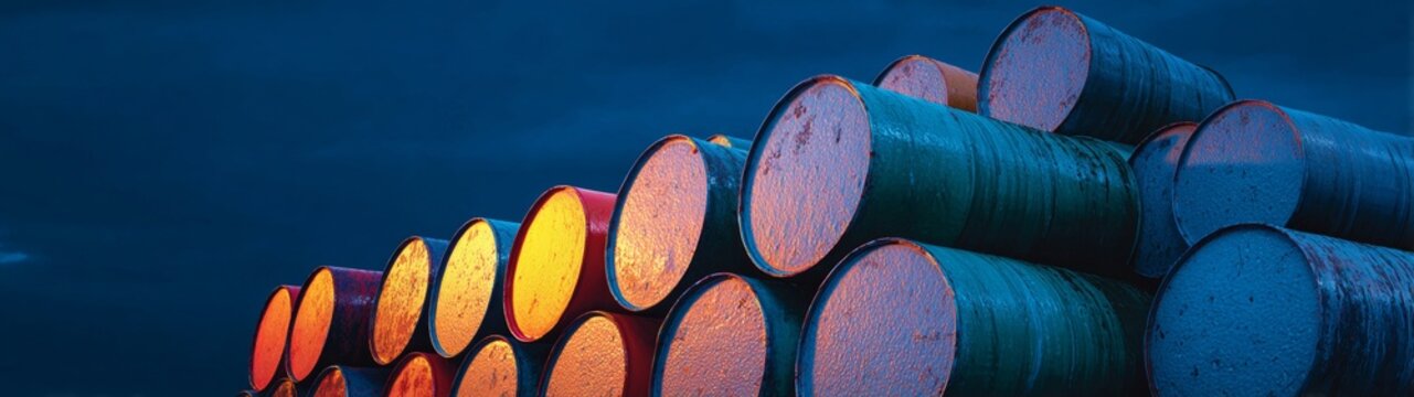 Unveiling the impact of venezuelan oil in global trading. Rule thirds. Original image: venezuelan oil barrels as energy market symbols. Print ready. Copy space.