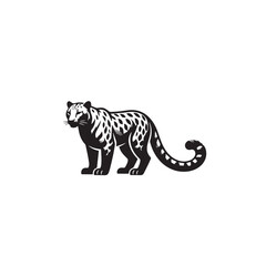 Fototapeta premium Snow leopard silhouette, Ghost of the mountains, Panthera uncia, Alpine predator outline, Himalayan wildlife shape