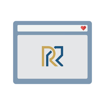 Browser interface featuring stylized gold and blue monogram logo.