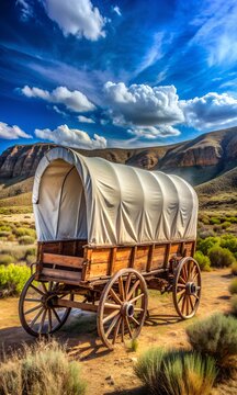 old covered wagon from the days of the wild west