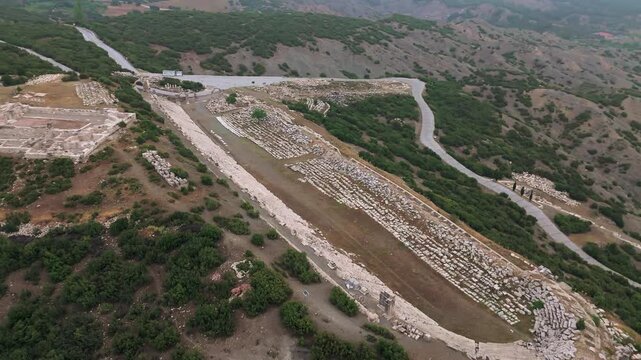 Various drone images of the ancient city of Kibyra, located within the borders of Burdur province in T&uuml;rkiye.