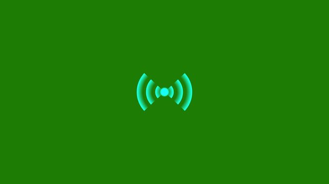 Green Wifi Signal Wireless Network Wave Broadcast Radar Beacon Glow Loop Motion Graphic Video Asset