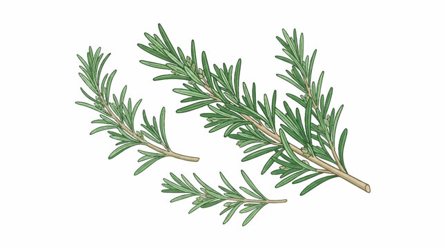 Fragrant rosemary sprigs with needlelike leaves, ready for culinary use and garnish in fresh garden displays.