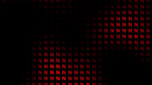 Red Letter N Pattern Background Abstract Typography Glitch Monochromatic Screen Loop Motion Graphic