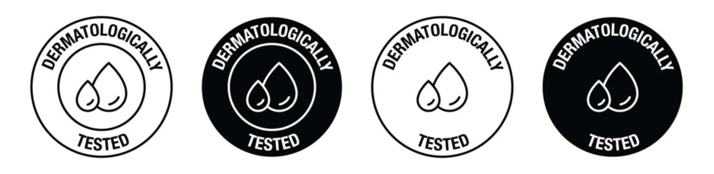 Dermatologically tested vector symbol in black color