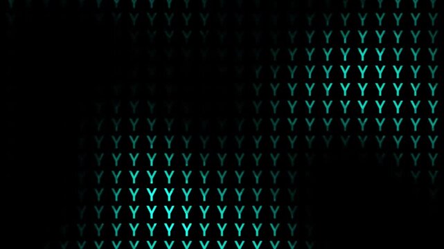 Cyan Letter Y Pattern Background Abstract Typography Glitch Monochromatic Screen Loop Motion Graphic
