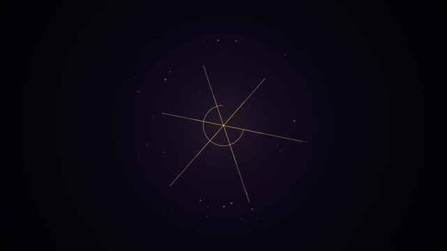 Golden sacred geometry star symbol morphing on dark background