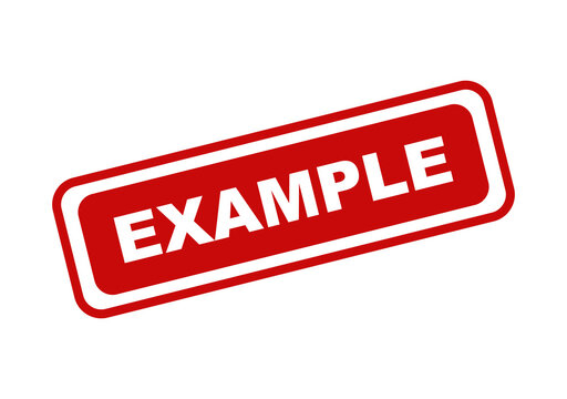 Red example rubber stamp icon with white text isolated on a plain background for business and document marking use isolated on transparent background