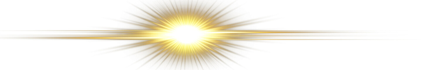 Fototapeta premium Brilliant golden lens flare with starburst rays and radiant glow: transparent background png