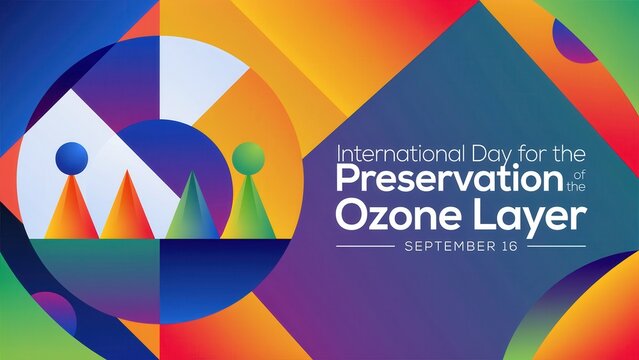 International Day for the Preservation of the Ozone Layer, September 16, with abstract colorful background.
