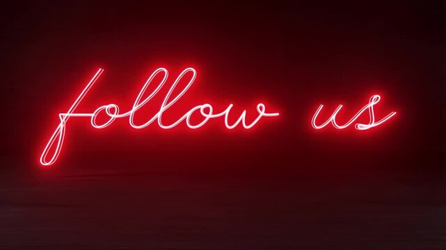Illuminated Neon Sign Follow Us Dynamic Red Light for Social Media Engagement