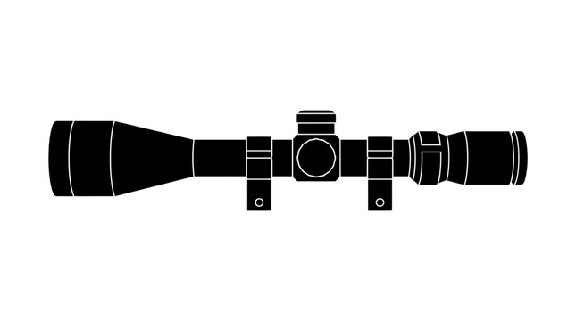 Rifle scope silhouette on a white background black and white design