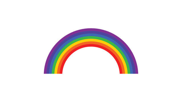 Colorful Rainbow Arc Spectrum. Bright rainbow arc, seven color spectrum half circle, vibrant striped bow, pride diversity symbol, nature weather icon, clean flat design element, vector illustration