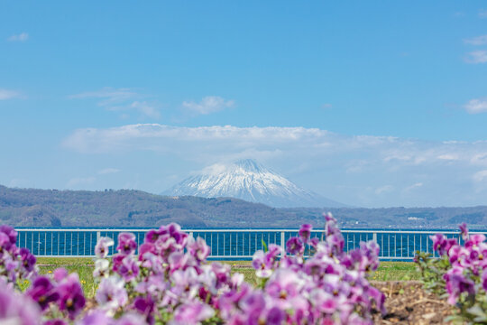 Lake Toya with Mount Yotei in Hokkaido, Japan.