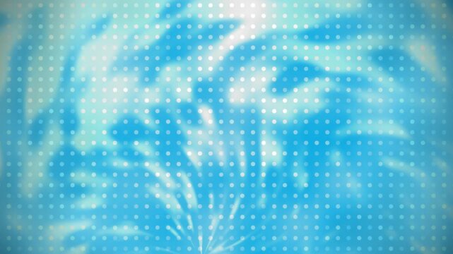 Light blue halftone pattern with blurred white abstract radial bursts.