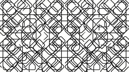 Obraz premium Abstract Black and White Geometric Pattern with Repeating Interlocking Shapes and Lines