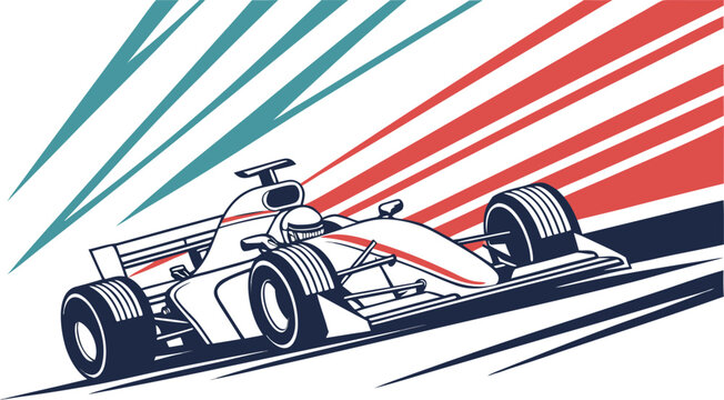 Formula 1 race car vector illustration in motion with speed lines