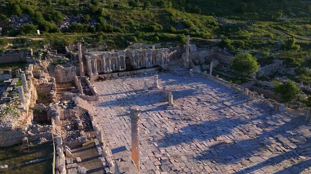 Various drone images of the ancient city of Sagalassos, located within the borders of Burdur province in T&uuml;rkiye.