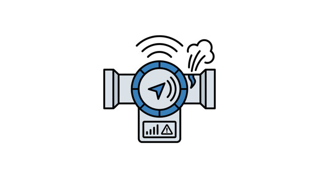 An illustration of a futuristic device emitting signals and smoke on a screen.