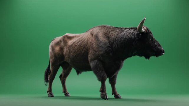 Horse trotting in slow motion on green screen background