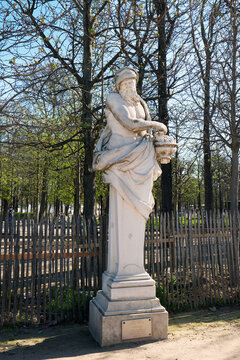 Marble statue in the Tuileries Garden, Paris, France.