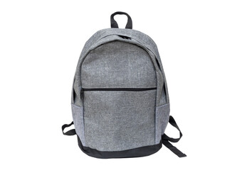 Classic gray backpack isolated on white, PNG © Savvapanf Photo ©