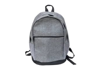 Classic gray backpack isolated on white, PNG © Savvapanf Photo ©