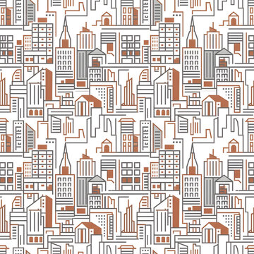 Detailed vintage architectural cityscape with ornate buildings.