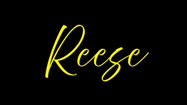 A bright yellow typography animation of the name Reese on a black and white background