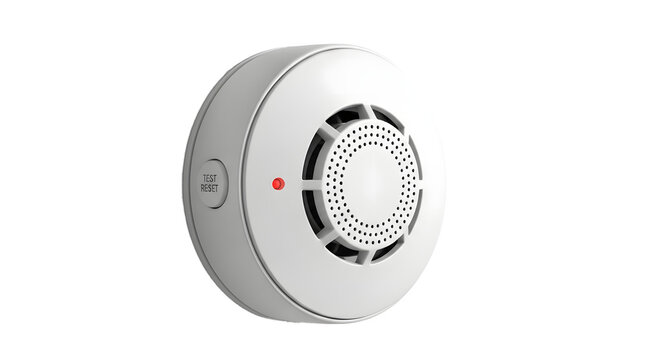 Wireless Smoke Detector on White Background for Safety and Security Systems