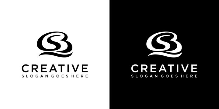 SB or BS initial letter logo design vector