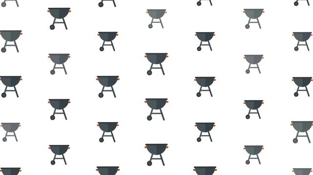 Seamless charcoal bbq grill pattern on white background for summer cookout