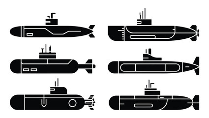 Submarine icon set military navy underwater boat vessel marine vector © Naimur creativehouse