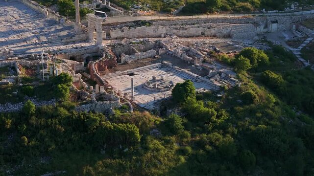 Various drone images of the ancient city of Sagalassos, located within the borders of Burdur province in T&uuml;rkiye.