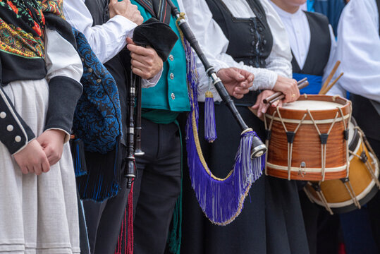 Folk group playing bagpipes and drums The Concept of tradition
