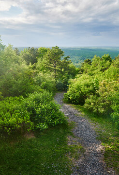 Summit overlook in Big Pocono State Park, located atop Camelback Mountain in Tannersville, Pennsylvania.