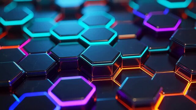 Futuristic cyberpunk hexagon grid