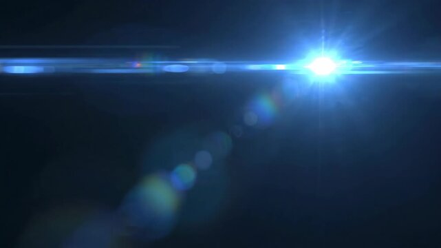Bright Blue Light Flare in Space Scene.