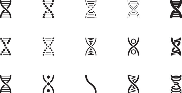 Fifteen different black of dna strands and genetic structures genetics