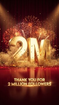 2 Million Followers Celebration Animation | Gold 2M Social Media Milestone Thank You Background
