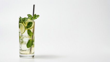 A tall glass of refreshing mojito cocktail garnished with fresh green mint leaves and ad social media download product banner template event festive festival 2026 2027 2028 © ASMA