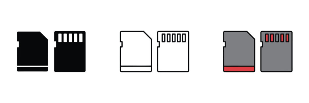 Micro sd memory cards set vector icons