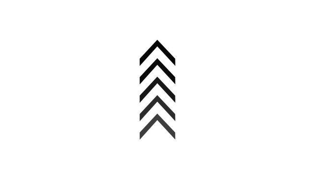 Up arrow animation on green background. direction arrow icon motion. Up arrow isolated. swipe up pointing video footage-4k blackbackground icon animation