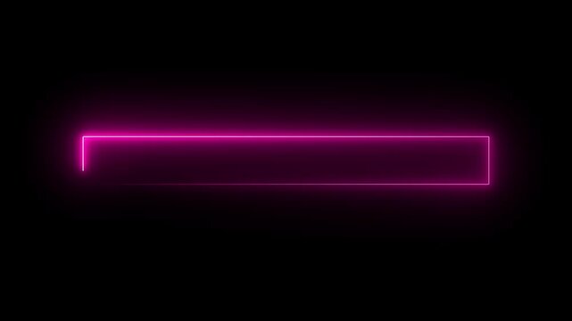 Neon line animation forming rectangle frame on black background with futuristic light effects and digital tech. neon rectangle frame animation video.